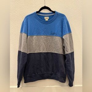 Men's L.L.Bean 1912 Sweatshirt, Crewneck, in a blue and gray colorblock design.